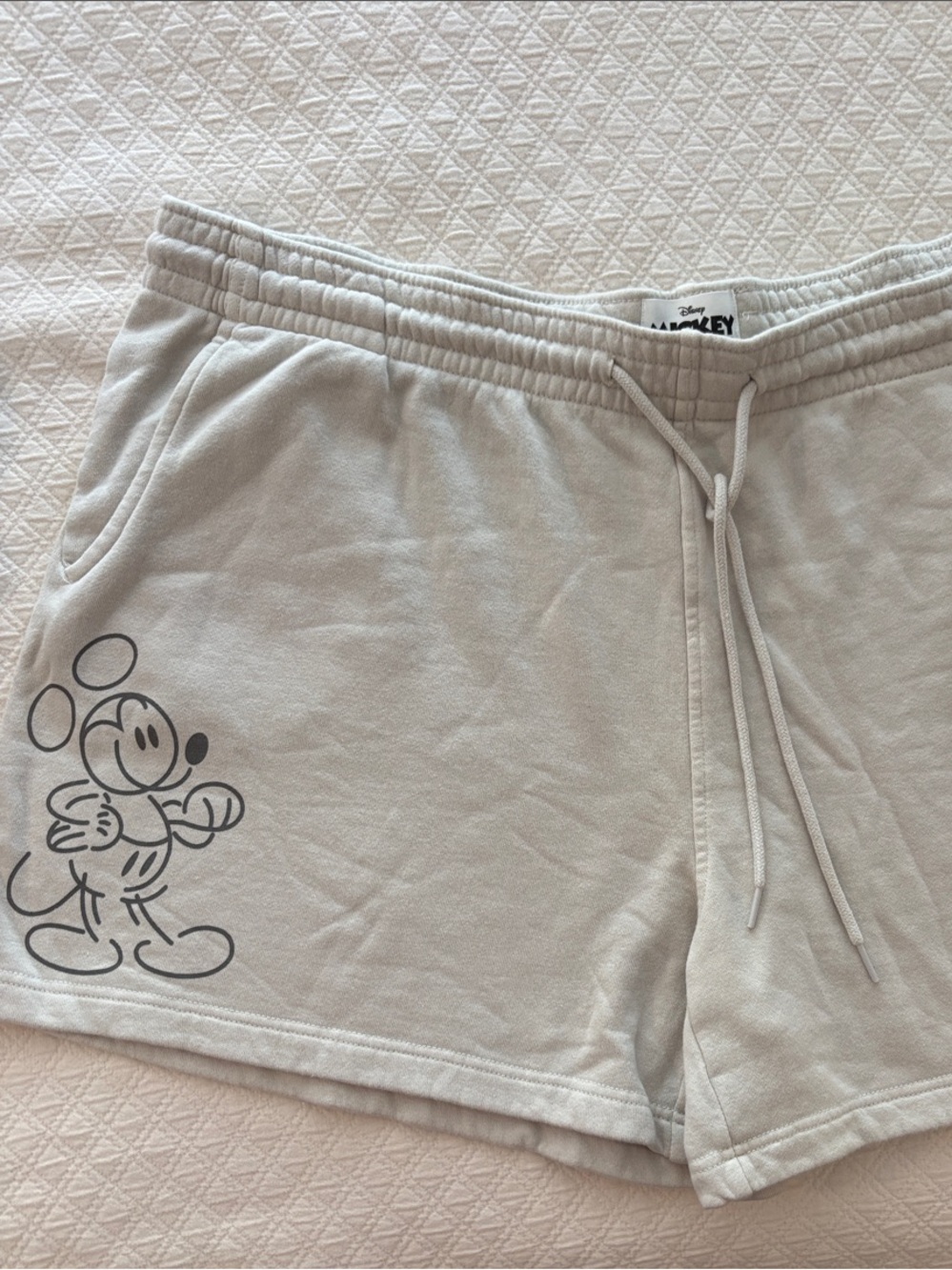 NWT Disney Women's Cream Mickey Sketch Fleece Shorts